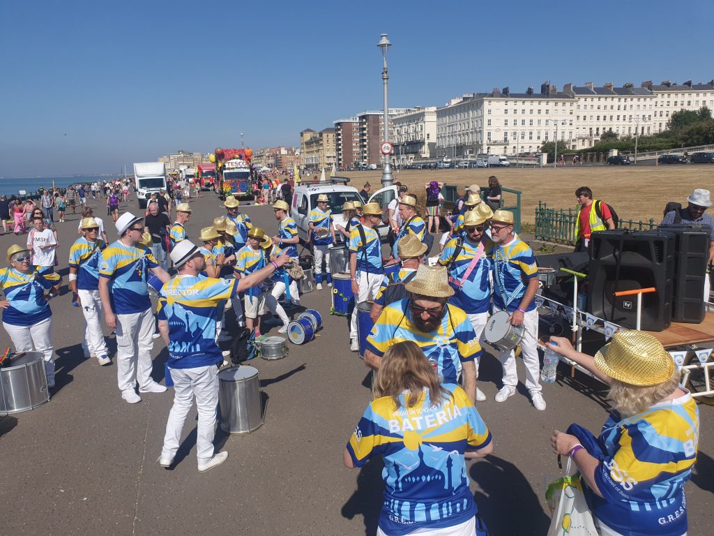 Brighton Samba performing at Pride
